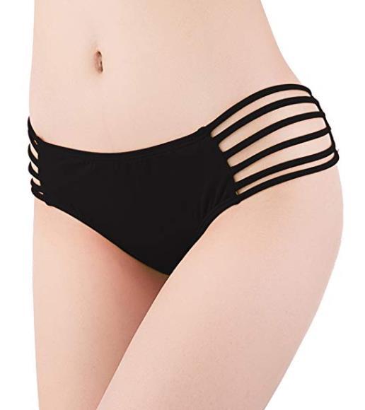 SHEKINI Women's Sexy Solid Strappy Bikini Panties Hipster Swimwear Bottom