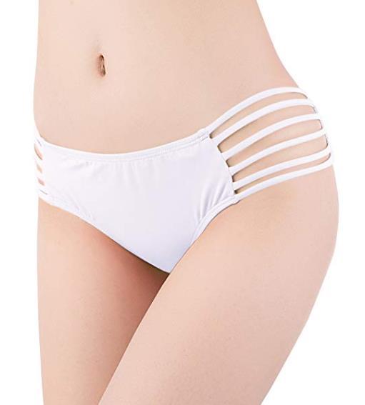 SHEKINI Women's Sexy Solid Strappy Bikini Panties Hipster Swimwear Bottom