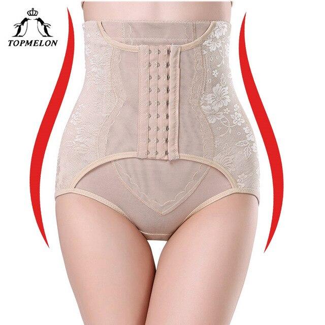 TOPMELON Waist Trainer Control Pants Slimming Underwear Butt Lifter Slim Shapewear Bottom High Waist Lace Embroidery Panties