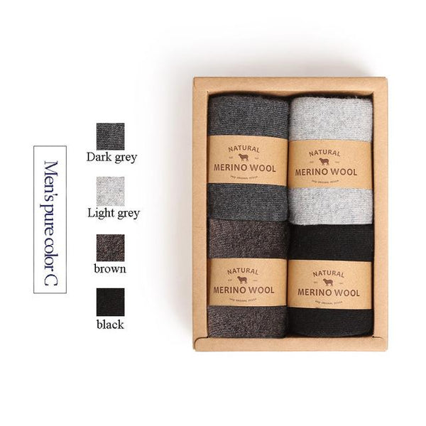 VVQI Brand Merino wool socks Japanese style winter towel cashmere socks sleep warm men Slipper Socks 4 pairs velvet dress socks