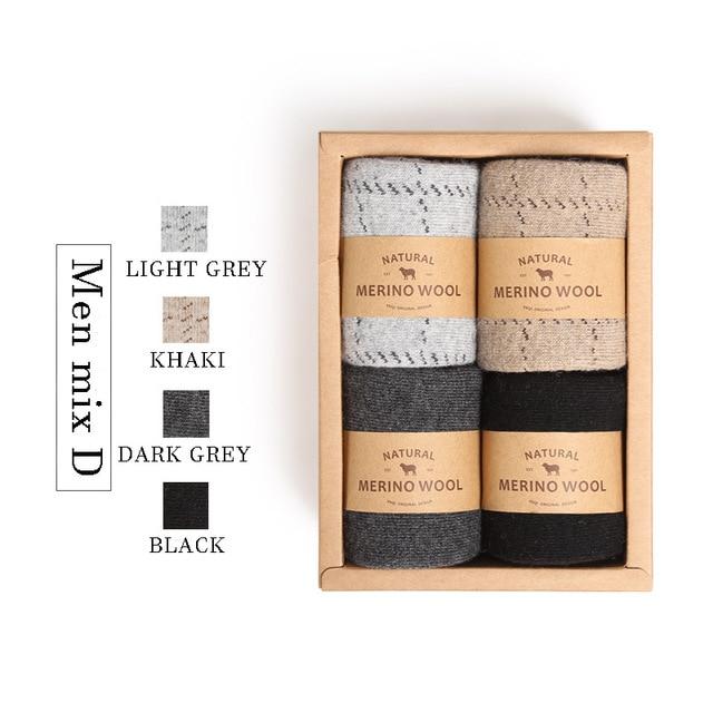 VVQI Brand Merino wool socks Japanese style winter towel cashmere socks sleep warm men Slipper Socks 4 pairs velvet dress socks