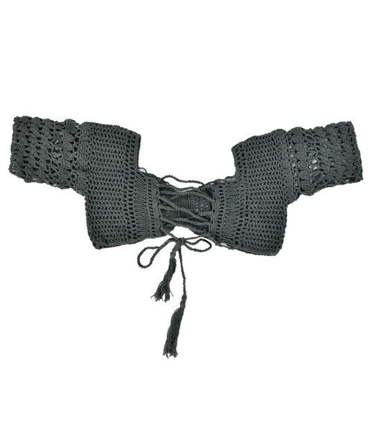 Women Knit Bralette Crochet Hollow Cross Strap Bikini Bra Crop Top Swimsuit Bathing Swimwear Female Maillot Plavky Biquini 2018