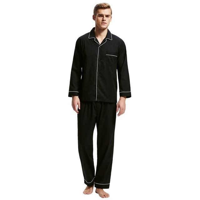 Tony&Candice Pajamas Men Sleepwear 100% Cotton Men's Nightwear Long Sleeve Sleep Lounge Casual Male Nightgown Soft Pyjama Set