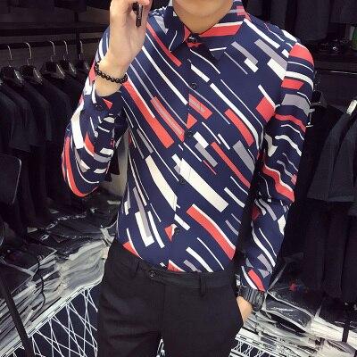Fashion 2018 Men Shirt Long Sleeve Slim Fit Digital Print Tuxedo Shirt Mens Casual Plus Size Night Club Party Dress Shirts 5XL-S