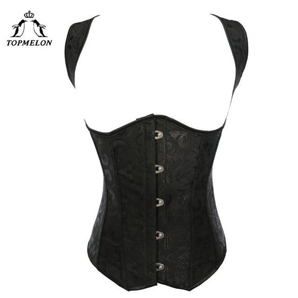 TOPMELON Gothic Bustier Steampunk Corset Underbust Corselet Sexy Corset Women Grey Retro Party Shows Club Corset Tops Suit Vest