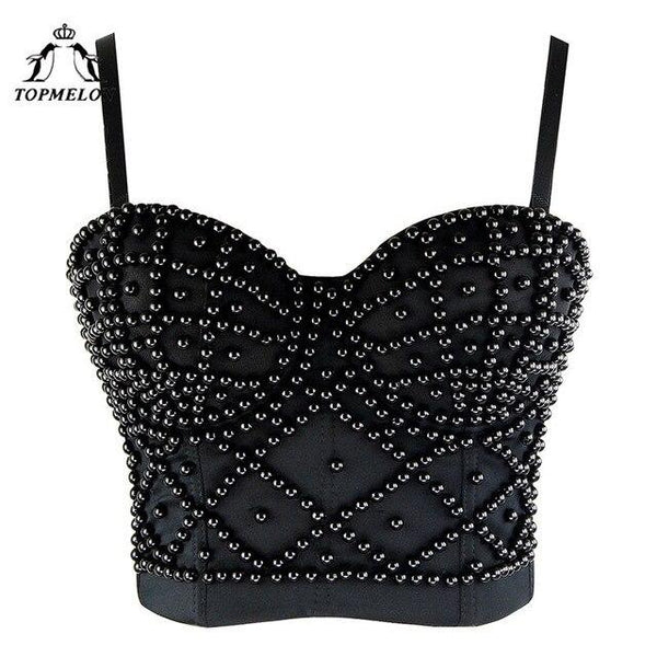 TOPMELON Sexy Tops Steampunk Corset Bustier Corselet Gothic Corset Women Slimming Shapewear Beading Party Shows Club Crop Vest