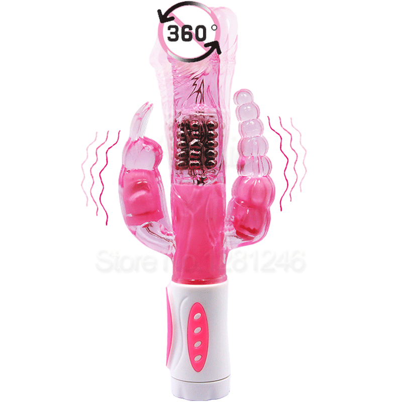 New 12 Vibrations&4 Rotations Double Penetrations Rabbit Vibrators for Women Dildo Vibrator G Spot Clitoral Anal Erotic Sex Toys