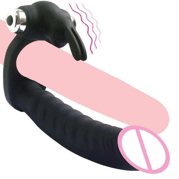 7 Speed Penis Vibrating Ring Double Penetration Strapon Dildo Vibrator Anal Beads Butt Plug G Spot Vibrator Sex Toys for Couples