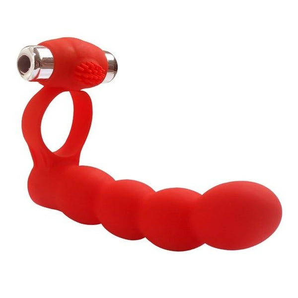 7 Speed Penis Vibrating Ring Double Penetration Strapon Dildo Vibrator Anal Beads Butt Plug G Spot Vibrator Sex Toys for Couples