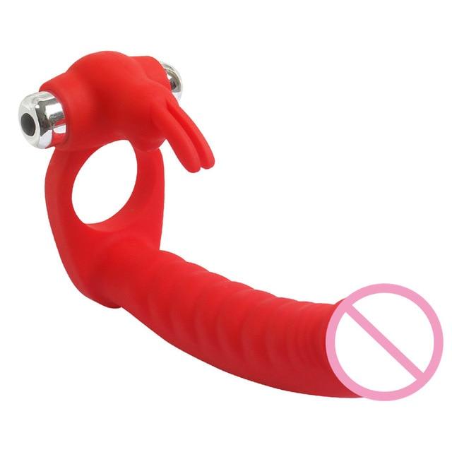 7 Speed Penis Vibrating Ring Double Penetration Strapon Dildo Vibrator Anal Beads Butt Plug G Spot Vibrator Sex Toys for Couples