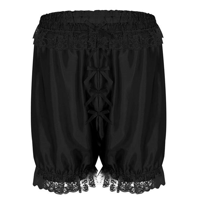 TiaoBug Men Lace Soft Sissy Lingerie Cross-dress Panties Shorts Bloomers Lightweight Loose Lounge Short Pants Sexy Gay Nightwear