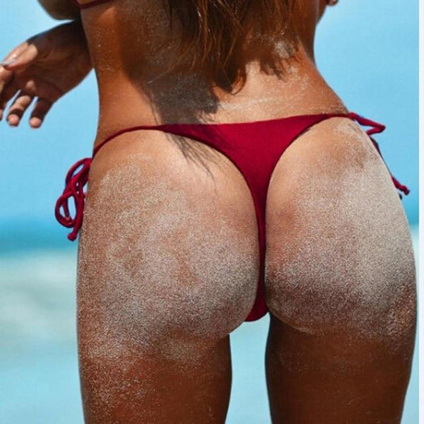 LASPERAL 2019 Women Swimwear Lace-up Swim Trunk Solid Shorts Swim Underwear Sexy Bikini T-Back Cut Out Thong Bottom Beach Pant