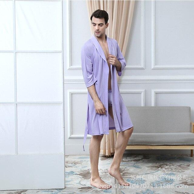 NewBang Brand Women's Bathrobe Loves Long Knitted Jacquard Nightgown Thin Soft Hotel Bath Robe Ladies Three Quarter Home Wear