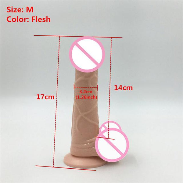 Realistic Dildos Flesh Brown Black Dildo For Women Flexible Huge Penis with Textured Shaft and Strong Suction Cup Sex Toy