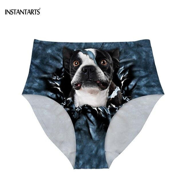 INSTANTARTS Female High Waist Bikini Bottom Swimwear Swim Suits Jeans Cats Dogs Printed Beachwear Shorts Swim Briefs Plus Size
