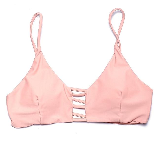 BANDEA bikini 2019 women swimwear halter tops Swimsuit solid Bathing Suit bikini top strappy beach wear Two-Piece Separates top