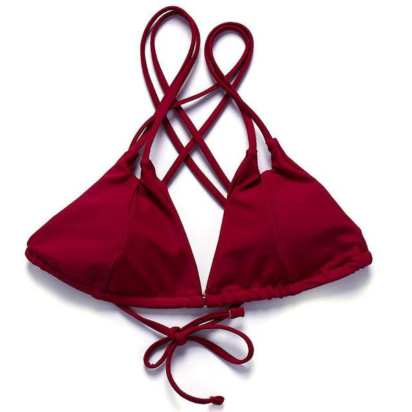 BANDEA bikini 2019 women swimwear halter tops Swimsuit solid Bathing Suit bikini top strappy beach wear Two-Piece Separates top