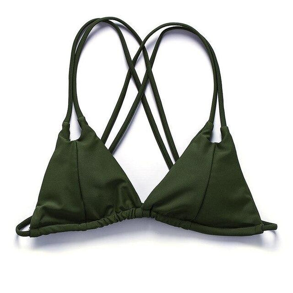 BANDEA bikini 2019 women swimwear halter tops Swimsuit solid Bathing Suit bikini top strappy beach wear Two-Piece Separates top