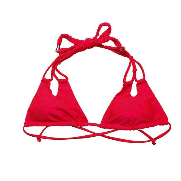 BANDEA bikini 2019 women swimwear halter tops Swimsuit solid Bathing Suit bikini top strappy beach wear Two-Piece Separates top