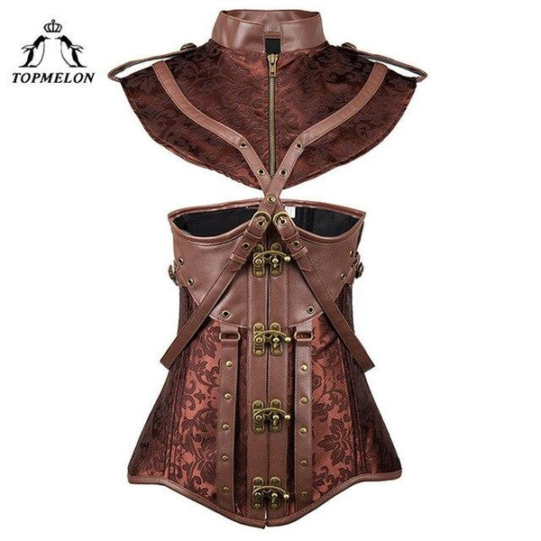 TOPMELON Sexy Corset Dress Steampunk Bustier Gothic Corset Women Corselet Retro Newest Cut Out Crop Bandages Tops Dress 6XL