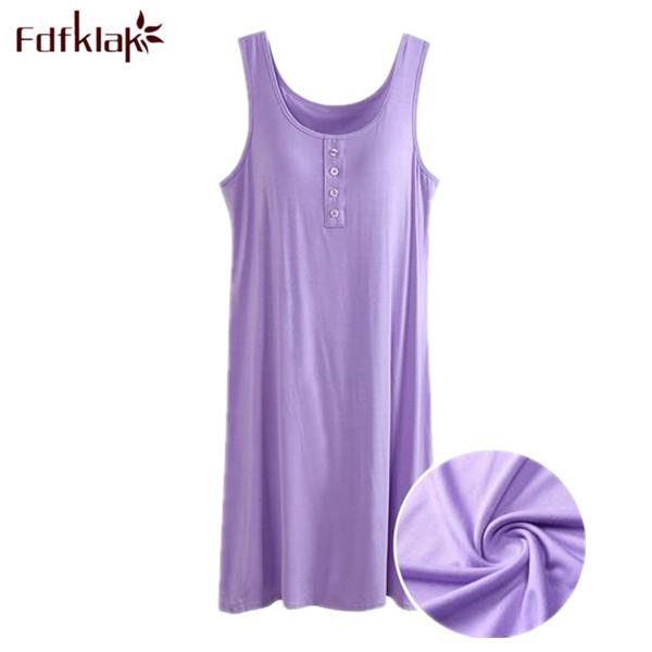 Fdfklak High Quality Modal Sexy Lingerie Hot 2017 Summer Sleeveless Nightwear Sleepwear Women Underwear Vintage Nightgowns Q410