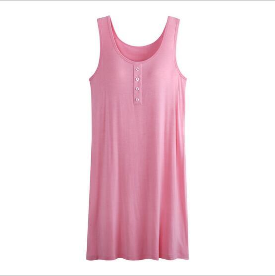 Fdfklak High Quality Modal Sexy Lingerie Hot 2017 Summer Sleeveless Nightwear Sleepwear Women Underwear Vintage Nightgowns Q410