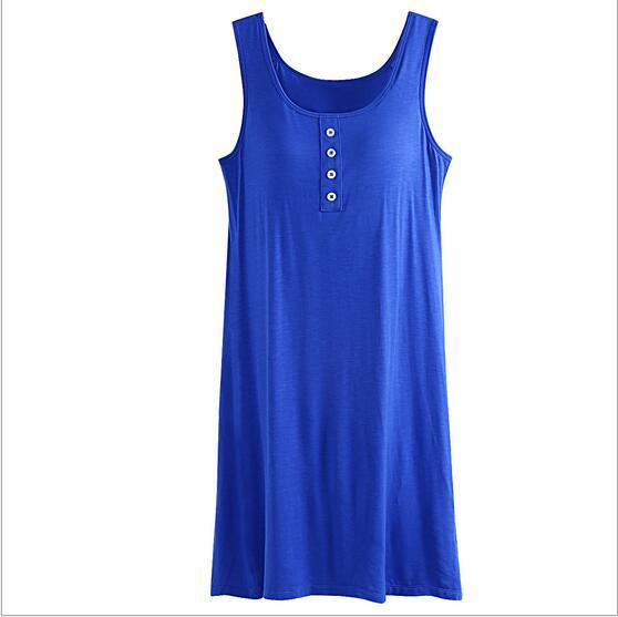 Fdfklak High Quality Modal Sexy Lingerie Hot 2017 Summer Sleeveless Nightwear Sleepwear Women Underwear Vintage Nightgowns Q410