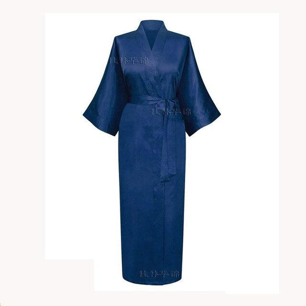 New Solid Lengthen Kimono Long Robe Satin Dressing Gown Silk Wedding Bride Bridesmaid Robe Women Bathrobe Nightgown One Size