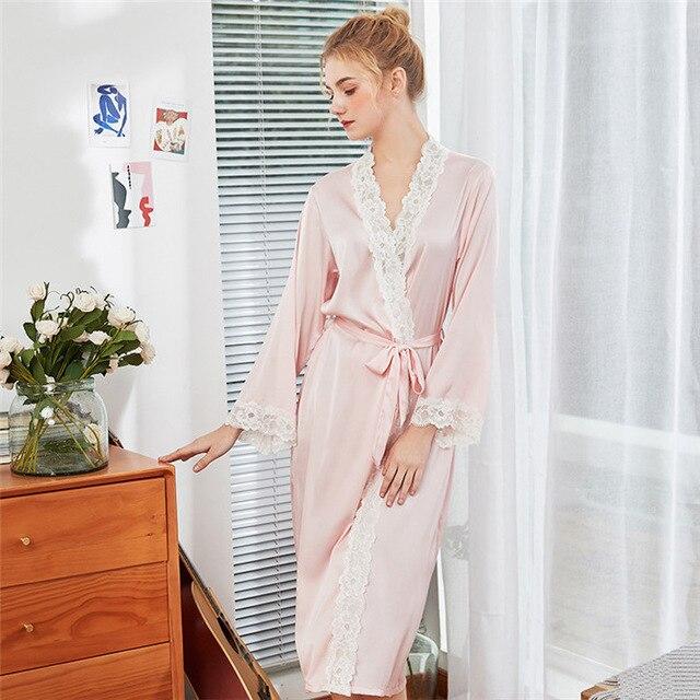 Sexy New Lady Long Robe Dress Satin Bathrobe Women Kimono Geisha Sleepwear Summer Print Nightgown Bridesmaid Brides Wedding Robe