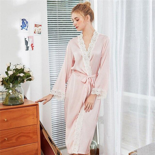 Sexy New Lady Long Robe Dress Satin Bathrobe Women Kimono Geisha Sleepwear Summer Print Nightgown Bridesmaid Brides Wedding Robe