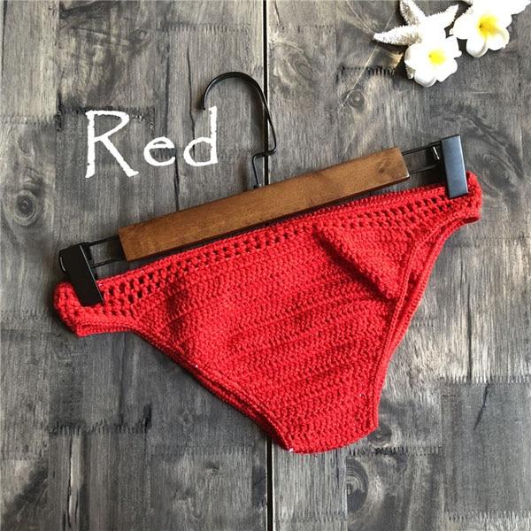 Solid Bikinis Mujer Swimsuit Crochet Red Bikini Top Knit Sexy Bikinis Women's Swimming Bra Large Female Swimwear S - XL 2019 New