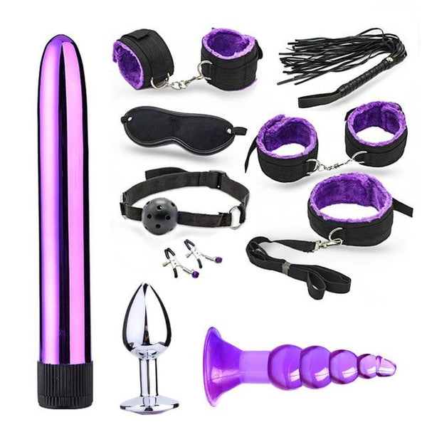 Dildo Vibrator Anal Plugs Handcuffs Whip Nipples Clip Blindfold Breast Pump BDSM Games Adult Sex Toys Kit For Couples