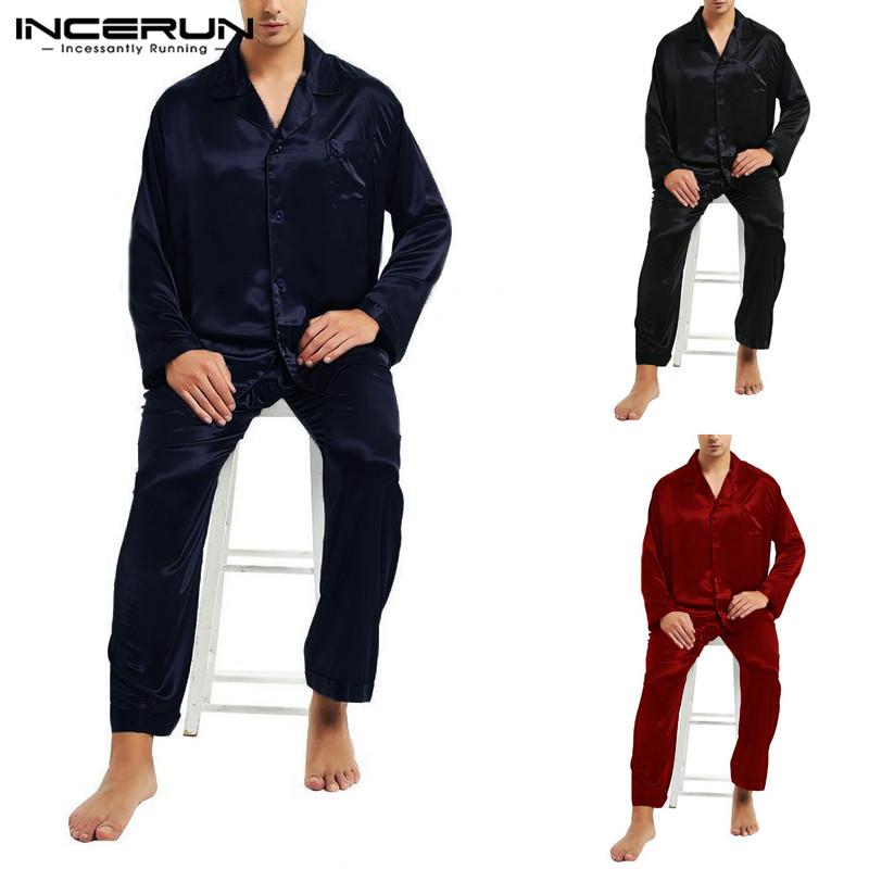 Men Pajama Set NEW Soft Cozy Stain Silk Robe Pajamas Sleepwear Robe Bathrobe 2019 Nightgown Sleepwear Men Clothes Underwear