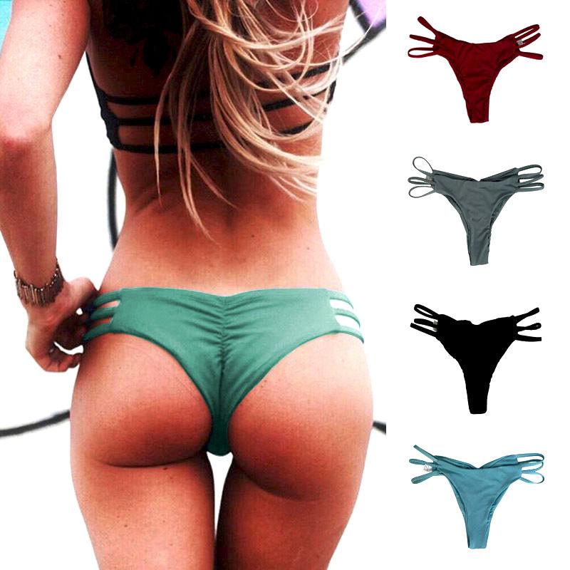 Sexy Women Thong Cheeky Bikini Bottom Beachwear Brazilian Swimwear Summer Swimming Brife