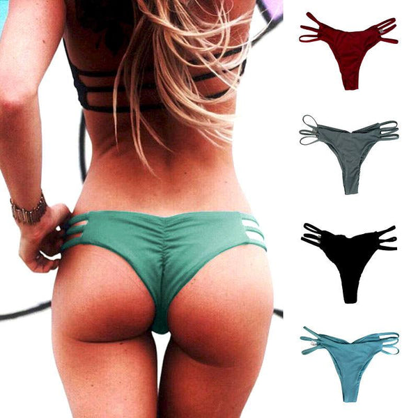 Sexy Women Thong Cheeky Bikini Bottom Beachwear Brazilian Swimwear Summer Swimming Brife