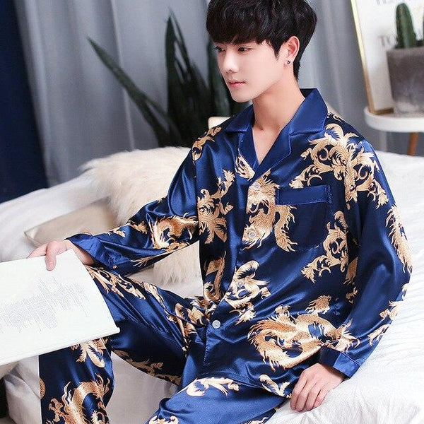 2019 summer satin silk pajamas for men silk sleepwear male pajama set soft nightgown for men pyjamas Soft Cozy Satin Nightgown
