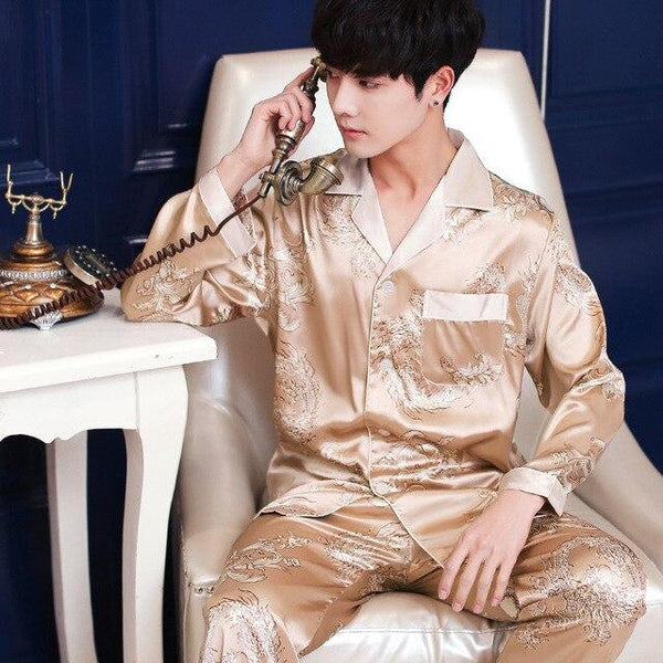 2019 summer satin silk pajamas for men silk sleepwear male pajama set soft nightgown for men pyjamas Soft Cozy Satin Nightgown