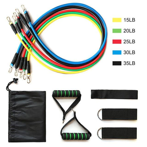 Procircle 15 Pcs Resistance Tube Bands set - Tubes Rubber Band Perfect For Home Gyms, Resistance Training, Physical Therapy