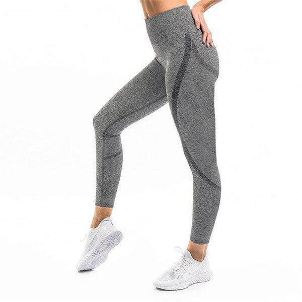 Topmelon Seamless Yoga Pant Pattern Gray Yoga Pants Sport Leggings Running Women Tight Fitness Gym pant