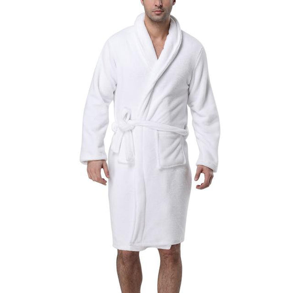 2019 On Sale Men Luxury Winter Bathrobe Mens Warm Silk Flannel Long Kimono Bath Robe Male Bathrobes Night Dressing Gown C30