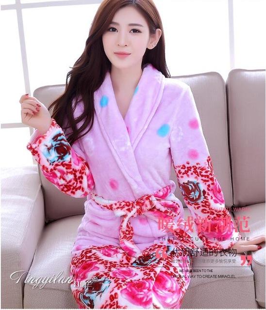 Girls Sleeping Gown Female Warm Thickened Flange Long Sleeves Bathrobe Men's Coral Velvet Pajamas Home Dress Marriage Robe D2120