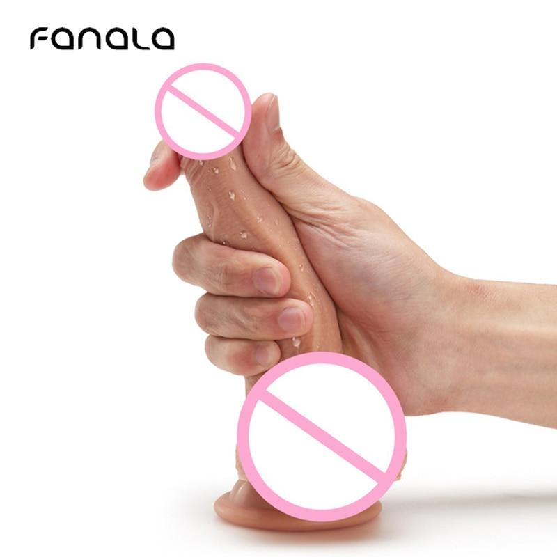 4 Size Flesh Realistic Dildo for Women TPE Eco-friendly Penis with Suction Cup Adult Sex Vibrator Toys Anal Pussy Pump