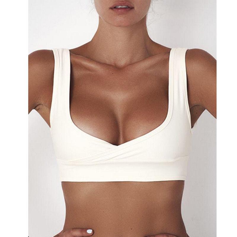 Summer new sexy Women backless Push-up Padded Bra Bikini Solid Swimsuit Swimwear Bathing Two-Piece Separates bikini top costume