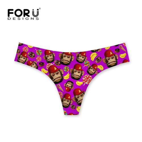 FORUDESIGNS Bikini Bottoms Sexy Swimwear Funny Monkey Design G-string Thong Swimsuit Brazilian Panties Womens Swimming Shorts