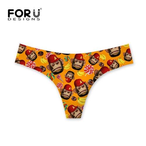 FORUDESIGNS Bikini Bottoms Sexy Swimwear Funny Monkey Design G-string Thong Swimsuit Brazilian Panties Womens Swimming Shorts