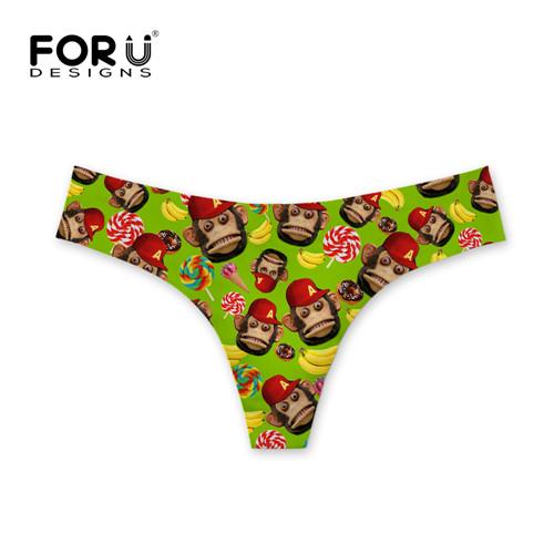 FORUDESIGNS Bikini Bottoms Sexy Swimwear Funny Monkey Design G-string Thong Swimsuit Brazilian Panties Womens Swimming Shorts