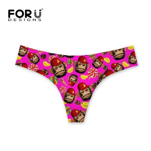 FORUDESIGNS Bikini Bottoms Sexy Swimwear Funny Monkey Design G-string Thong Swimsuit Brazilian Panties Womens Swimming Shorts