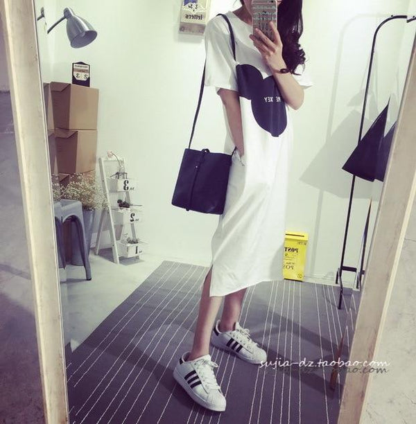 Women Long Cotton Nightgown Summer Cartoon Stripe Sleepwear Nightdress Lounge Wear Night Dress Home Sleepshirt Nighty Sleepshirt