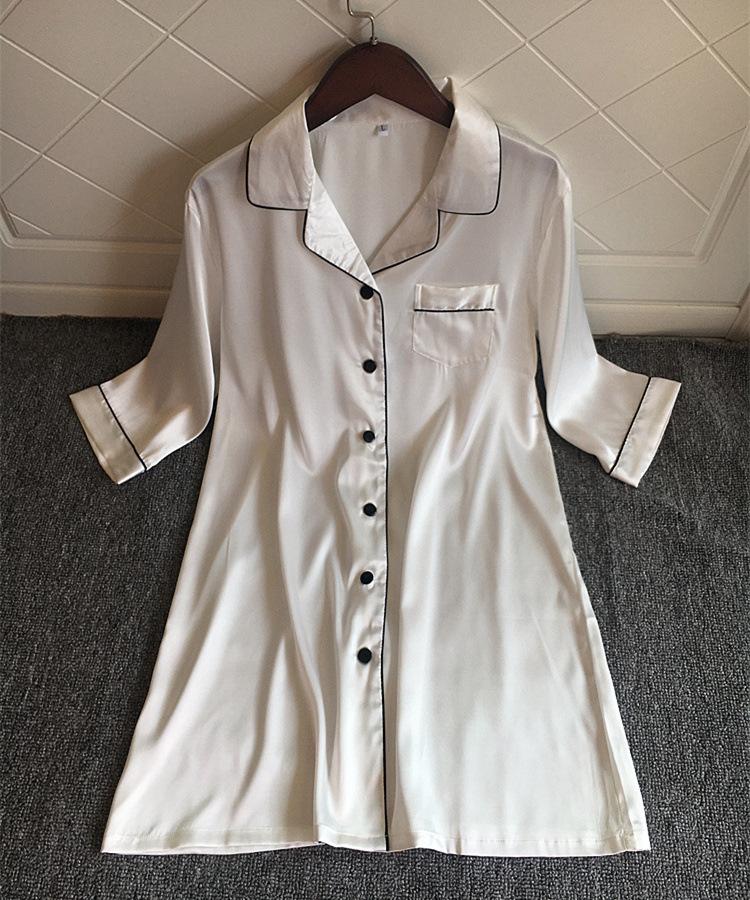 QWEEK Women Nightwear Nightgowns Sexy Long Sleeve Satin Sleepwear Pijama Silk Home Wear Nightdress Nightgowns & Sleepshirts