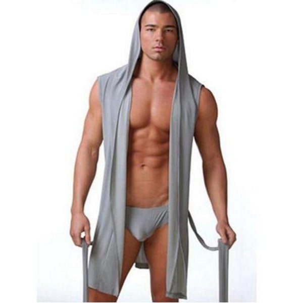 Best price Summer dress bath robe with briefs men sexy pajamas sleepwear Silk pijama hombre hooded bathrobe men bath 5 color set